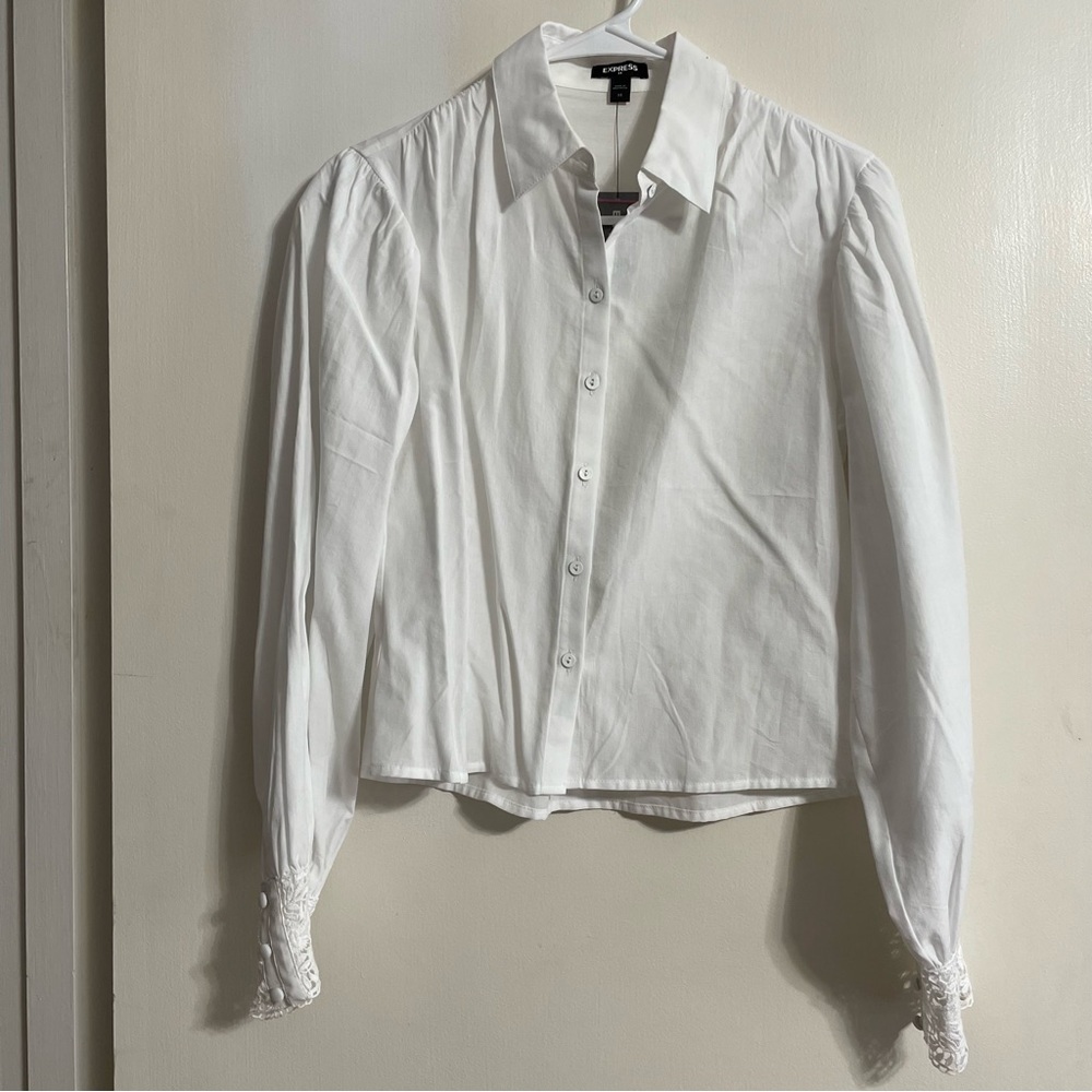 NWT Express Button Down Shirt with Floral Cuffs